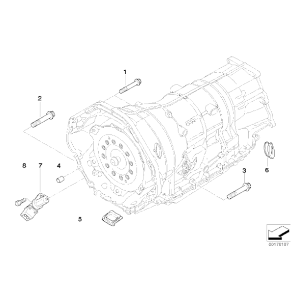 Zaślepka mocowania skrzyni biegów BMW E31 E38 E39 E52 E53 E70 F01 F04 F07 F10 F15 F85 F90 G05 G11 G12 G15 G30 - 24001422960