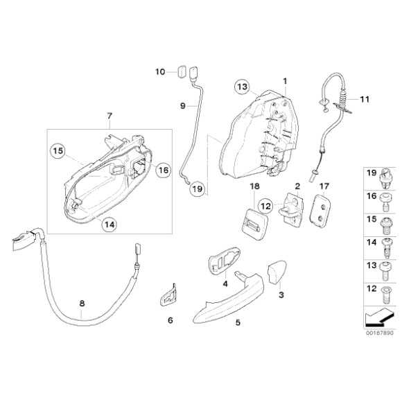 Pałąk uchwyt klamki drzwi przód prawy BMW E83 E83N X3 1,8d 2,0d 2,0i 2,5i 3,0d 3,0i 2,5d 3,0si - 51213411278