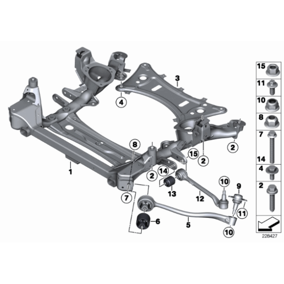 Śruba wahacza BMW X3 X4 E83 F25 F26 20dX 20iX 18d 18i 28iX 30dX 35iX 35dX - 31103413500