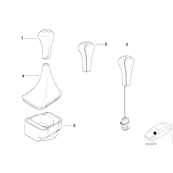 Gałka biegów manualna 5-biegów skórzana BMW E32 E34 E36 E38 E46 E53 E36 Z3 Z4 - 25117500299