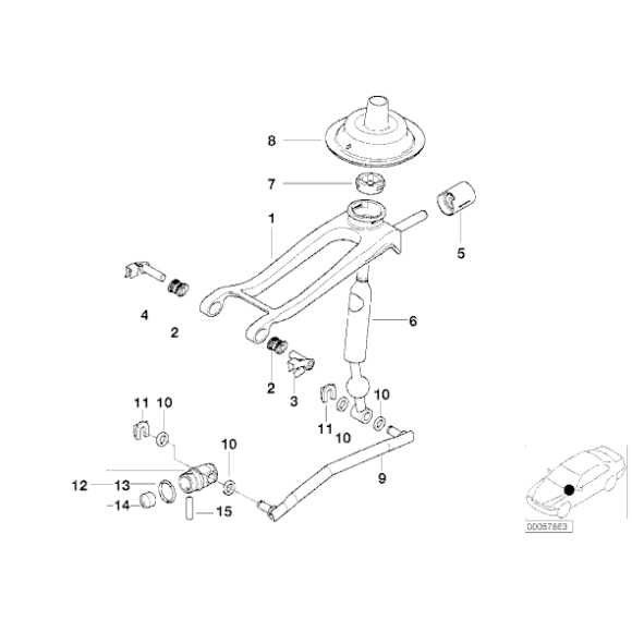 Tuleja łożyskowa wybieraka BMW E31 E34 E46 E60 E61 E81 E83 X3 E84 X1 E87 E90 E91E92 E93 - 25117519670