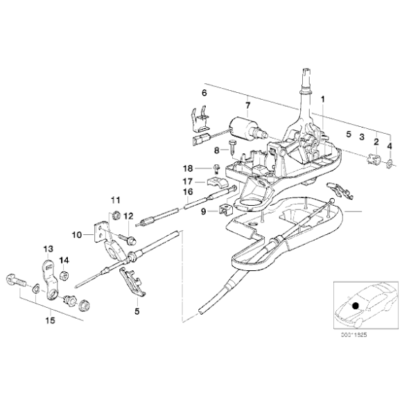 Cięgno skrzyni biegów BMW E38 E39 740i 540i M60 M62 prod. od 09.1996r - 25161421250