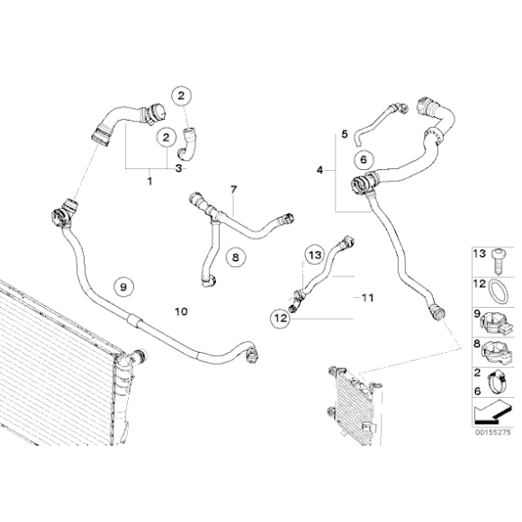 Przewód wąż wody BMW E83 E83N X3 3,0d 3,0sd M57N M57N2 - 17123449106