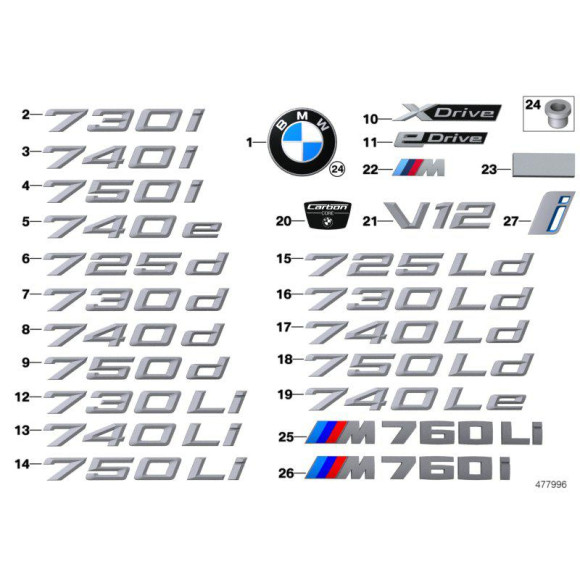 Emblemat przód lub tył BMW E30 E36 E46 E39 E60 E65 E53 E70 E87 E90 F01 F10 F07 G11 - 51148132375