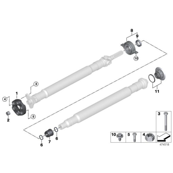 Tuleja centrująca wału napędowego BMW E21 E28 E30 E31 E32 E34 E36 E38 E39 E46 E60 E65 E70 E81 E87 E90 F01 F10 F15 F20 F30 G11 - 