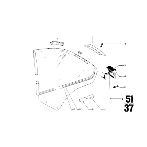 Uszczelka szyby tył BMW E9 NK 2,5CS 2800CS 3,0CS 2000C 3,0CSL - 51376740175
