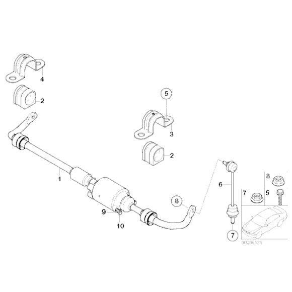 Guma stabilizatora tył BMW E65 E66 730d 730i 735i 740d 740i 745i 745d 750i 760i - 33556753915