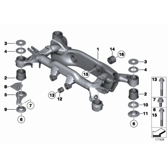 Podkładka tłumienia drgań belki tył BMW E65 E66 730 735 740 745 750 760 - 33316755896