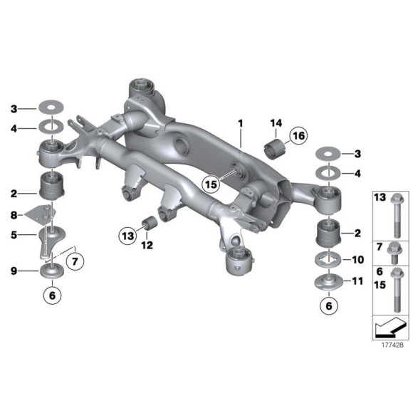 Podkładka tłumienia drgań belki tył BMW E65 E66 730 735 740 745 750 760 - 33316755896