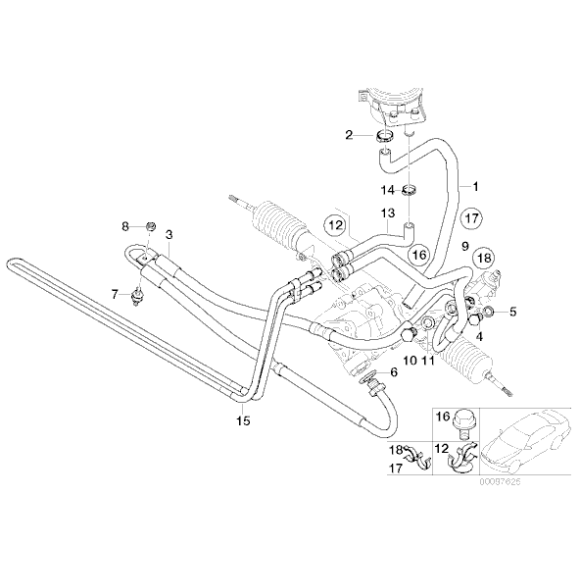 Przewód elastyczny ciśnieniowy ukł. kierowniczego wspomagania BMW E53 X5 3,0i M54 - 32416759774