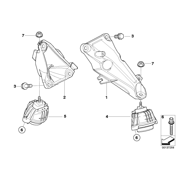 Podpora silnika prawa BMW E81 E82 E84 E87 E88 E90 E91 E92 E93 - 22116760308