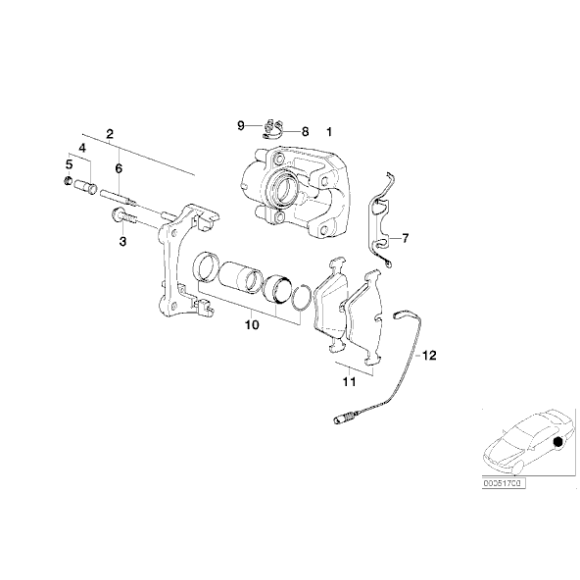 Zacisk hamulcowy tył lewy BMW E46 E83 X3 330Cd 330Ci  330i 330d 2,0d 1,8d 3,0d 3,0i- 34216765883