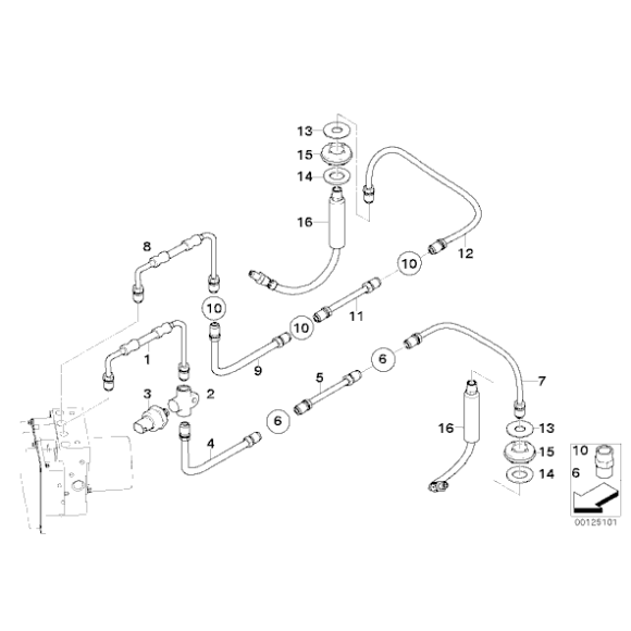Przewód hamulcowy tylny z wężem ciśnieniowym BMW E60 E61 E63 E64 - 34326767806