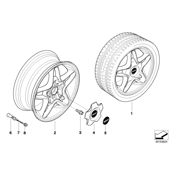 Osłona piasty kołpak kołpaczek biały MINI R50 R52 R53 R55 R56 R57 - 36136769756