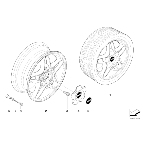 Osłona piasty kołpak kołpaczek biały MINI R50 R52 R53 R55 R56 R57 - 36136769756