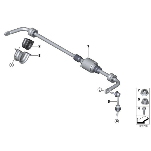 Guma stabilizatora tył BMW X5 X6 E70 E71 F15 F16 F85 F86 25dX 28iX 30dX 35dX 35iX 40dX 40eX 50iC M50dX - 37126771939