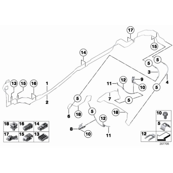 Sprężyna przewodu hamulcowego BMW E36 E46 E70 E71 E83 E84 E90 F15 F20 F30 F31 F36 - 34306771981