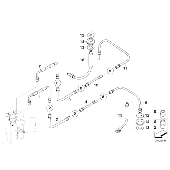 Przewód hamulcowy tył BMW E60 E61 E63 E64 520i 523i 525i 530i 545i 550i 630i 645Ci 650i - 34326772479