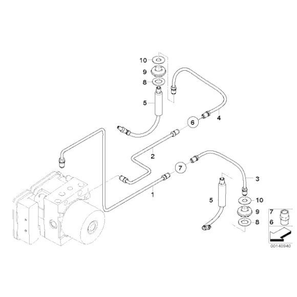 Przewód rurowy sztywny tył prawy BMW E60 E63 E64 520 523 525 528 530 535 540 550 M5 635 - 34326772502