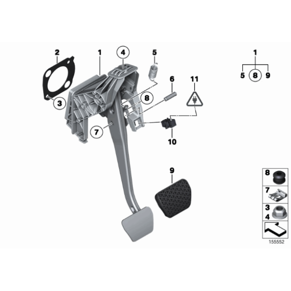 Sprężyna powrotna dźwigni hamulca BMW E70 E71 F01 F02 F12 F15 F16 F86 - 35216772695