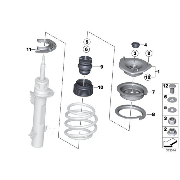 Poduszka amortyzatora przód MINI R55 R56 R57 R58 R59 R61 Cooper One Paceman Roadster One - 31306772749