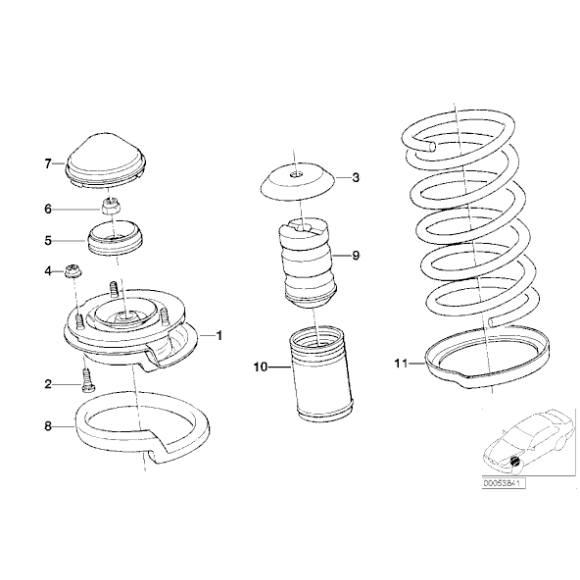 Podkładka sprężyny przód dolna BMW E36 Z3 316 318 320 323 325 328 - 31331090479