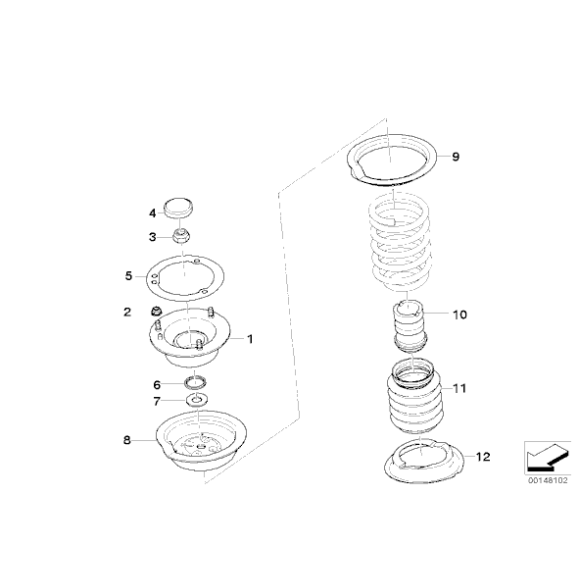 Podkładka sprężyny górna przód BMW E39 E46 E60 E61 E63 316 318 320 323 325 328 330 335 520 523 525 530 535 540 545 550 630 645 6