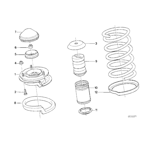 Podkładka sprężyny przód dolna BMW E24 E28 E30 E32 E34 E36 Z1 Z3 316 318 320 323 325 M3 518 520 525 530 540 - 31331124322