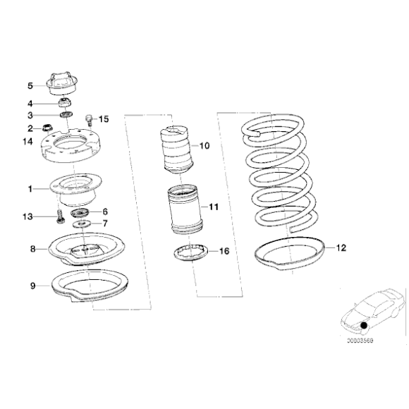 Podkładka sprężyny górna BMW E30 E32 E34 E36 E83 X3 MINI R50 R52 R53 R55 R56 R57 R60 Z1 Z3 - 31331128523