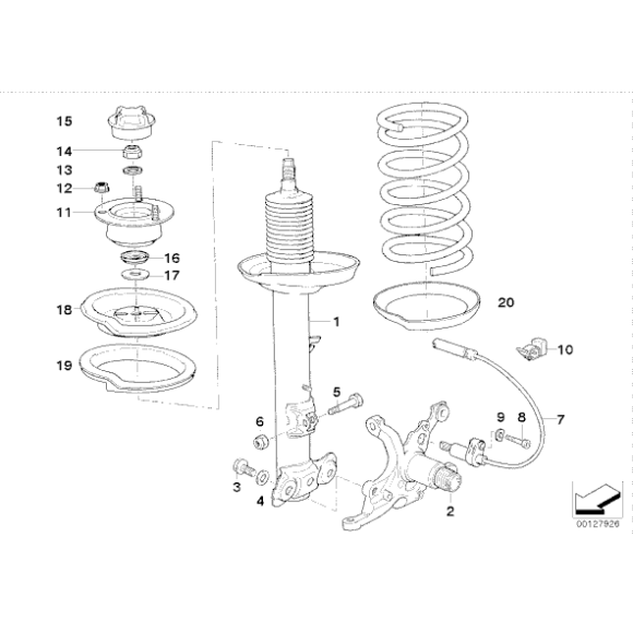 Gniazdo sprężyny przód górne BMW E36 Z3 Z4 316 318 320 323 325 328 - 31331135580