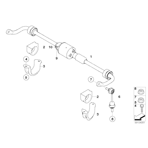 Łącznik stabilizatora tył BMW E60 E61 E63 520 525 530 540 545 550 630 645 650 - 33506781537