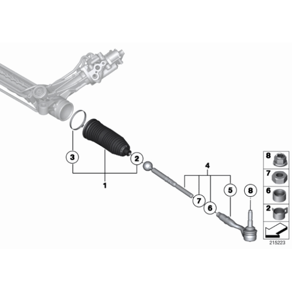 Drążek kierowniczy prawy BMW F01 F02 F06 F10 F11 F12 640 650 518 520 528 525 535 550 730 740 750 - 32106784719