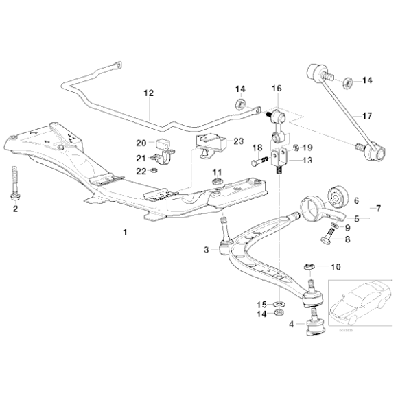 Uchwyt gumy stabilizatora przód BMW E24 E28 E31 E32 E34 E36 Z3 316 318 320 323 325 328 M3 730 735 740 750 - 31351131622