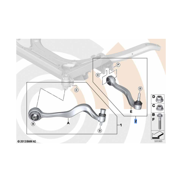 Zestaw naprawczy wahacza poprzecznego prawy BMW E30 520d 523i 525i 530d 530i 535d 545i 550i - 31122347952