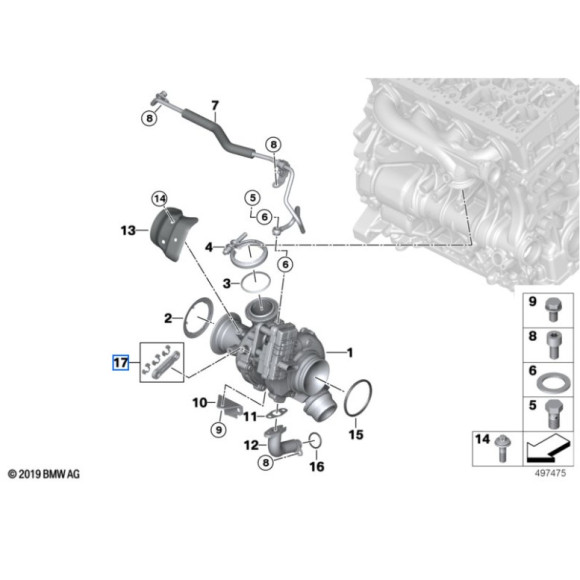 11658596433 Zestaw naprawczy turbosprężarki BMW F20 F21 F25 F26 X3 X4 F30 F31 F34 F36 G01 G02 G30 G31 - 11658596433 - Części oryginalne BMW Łódź | Sklep internetowy BMW