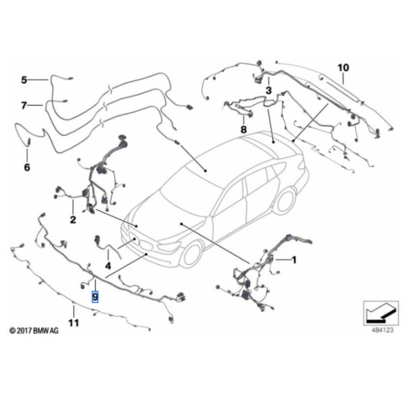 Zestaw kabli wiązka strony czołowej BMW F06 F12 F13 M6 prod do 2013-07 - 61129269992