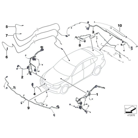 Zestaw kabli strony czołowej BMW F01 730 740 750 F02 730 740 750 760 - 61129261791