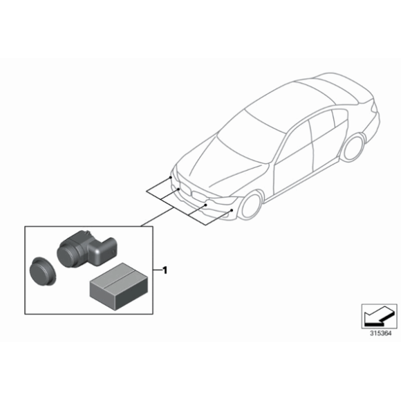 Zestaw doposażenia czujniki parkowania przód BMW F20 F21 F22 F23 F30 F31 F32 F33 F34 F36 F80 - 66202338070