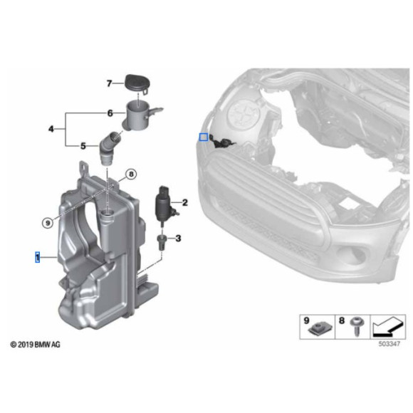 Zbiornik płynu do spryskiwaczy MINI F54 F55 F56 F57 - 61669478908