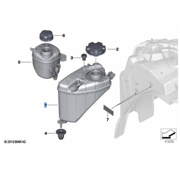 Zbiorniczek wyrównawczy płynu chłodniczego BMW G30 G31 G38 G32 G11 G12 G14 G15 G16 -  17139846642