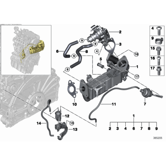 Zawór EGR BMW F10N F15 F21N F22 F25 F30 F32 F45 F54 G11 MINI 1,6d 1,8d 2,0d 2,5d 3,0d - 11718513132