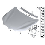 Zawias pokrywy silnika prawy BMW F39 F48 X1 X2 16d 18d 18dX 20dX 20d 20i 20iX 25dX 25iX 28i 28iX - 41007427126