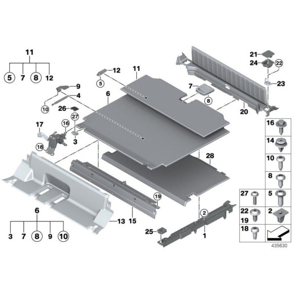 Zawias podłogi bagażnika BMW F15 F16 F85 F86 X5 X6 - 51477415419
