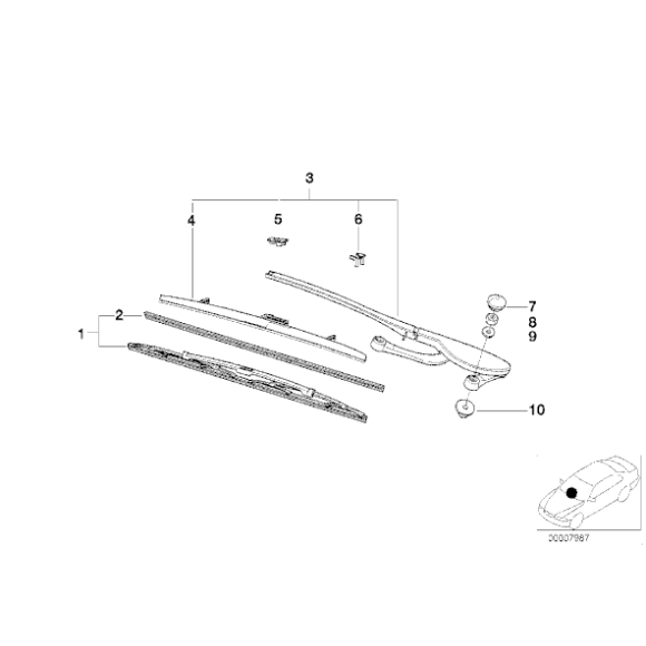 Wycieraczki komplet BMW E39 520 523 525 528 530 535 540 M5 - 61619070579