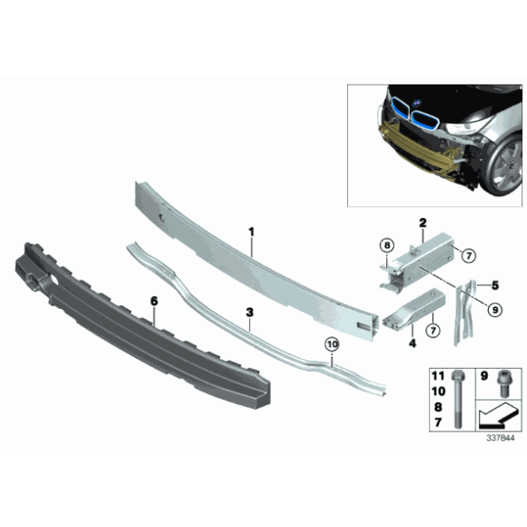 Wspornik zderzaka tył dolny BMW I01 I01N i3 i3s 60Ah 94Ah 120Ah - 51117296853