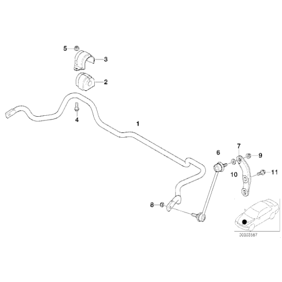 Łącznik stabilizatora przód lewy BMW E39 520 525 523 528 530 - 31351095661
