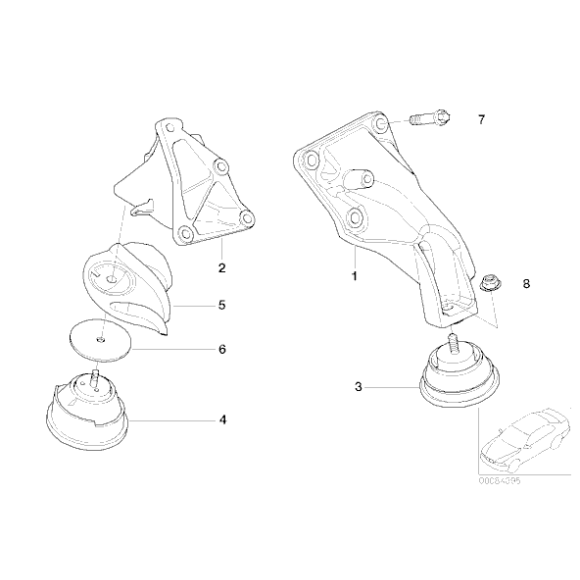 Poduszka silnika lewa BMW E46 316i 318i 320d 318d - 22116785583