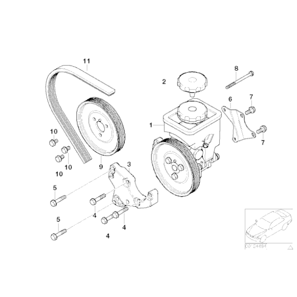 Koło pasowe pompy wspomagania BMW E38 E39 E46 E53 730d 520d 525d 530d 318d 320d 330d M47 M57 - 32412247046