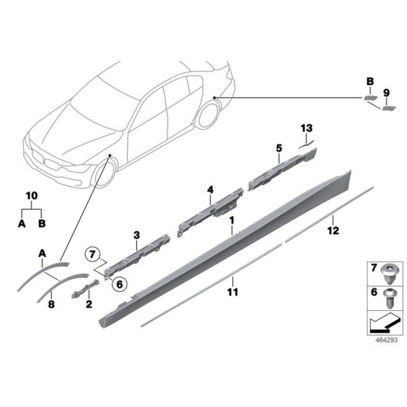 Wspornik mocowanie osłony progu lewy BMW F30 F31 316 318 320 325 328 330 335 340 - 51777240873