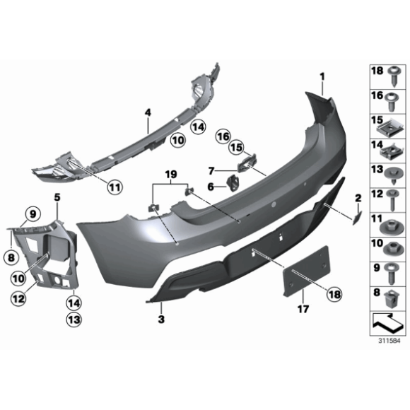 Klapka ucha holowniczego BMW F20 F21 114d 116d 116i 118dX 120d 125d M135 - 51128053826